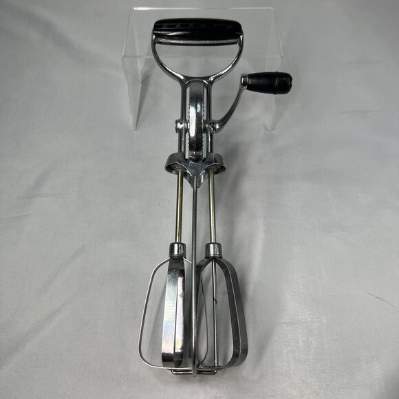 VTG EKCO Best Egg Beater Hand Held Crank Mixer Stainless Steal Black Handle USA - Picture 1 of 6